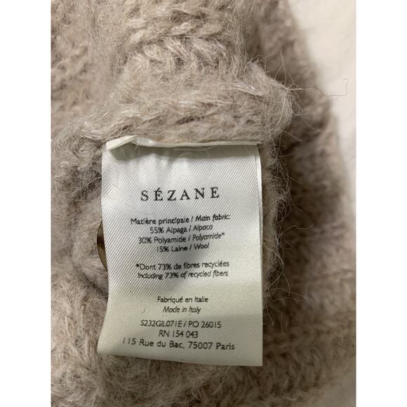 La Maille Seyzane Chunky Alpaca Wool Cardigan Sweater Medium Beige Boxy Cropped - Picture 8 of 9